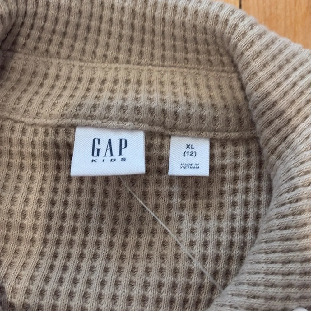 NWT | Gap Kids Waffle Knit Beige Zip-Up Sweater - Size XL